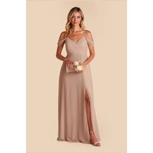 1455  NWT Birdy  Grey Spence Chiffon  Convertible Bridesmaids Dress Taupe Medium